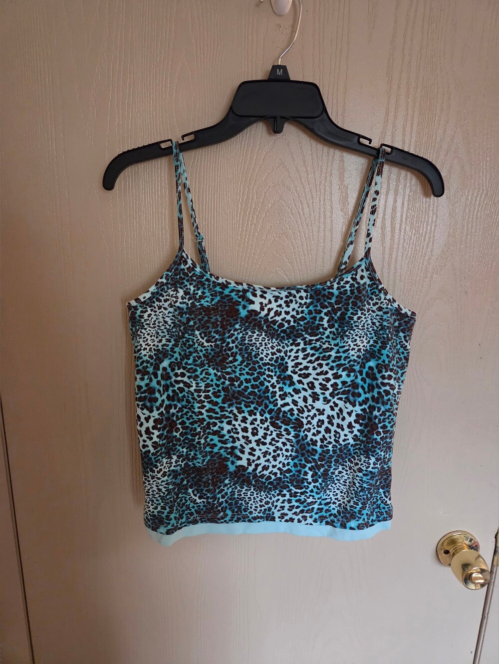 Faded Glory Y2K Blue Cheetah Print Layered Cami Tank Top Womens Size Large